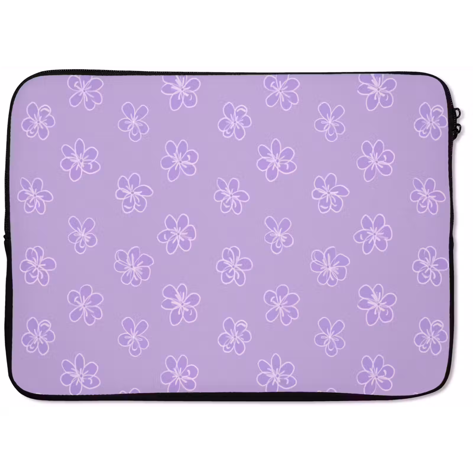 Laptophoes - Lila - Botanisch - Bloemen - Handgetekend - Patroon — 1