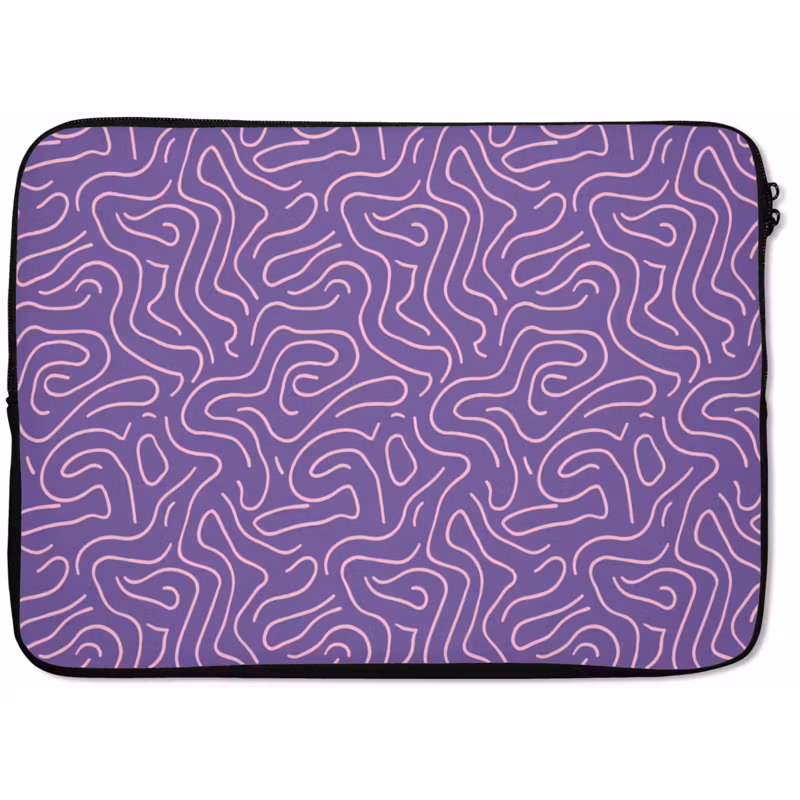 Laptophoes - Paars - Roze - Abstract - Lijnen - Doolhof - Patroon — 1