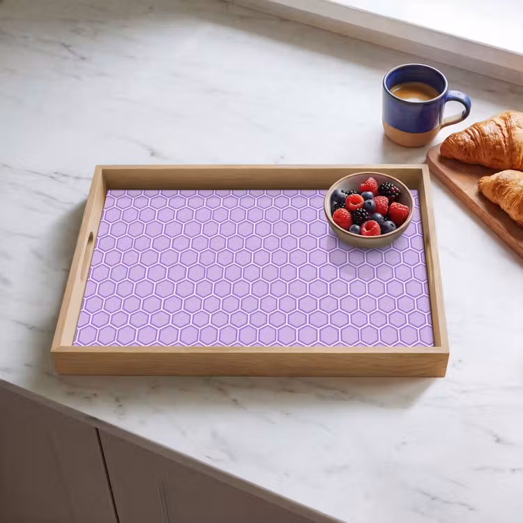Dienblad - Paars - Geometrisch - Honeycomb - Bijenraat - Patroon — 4