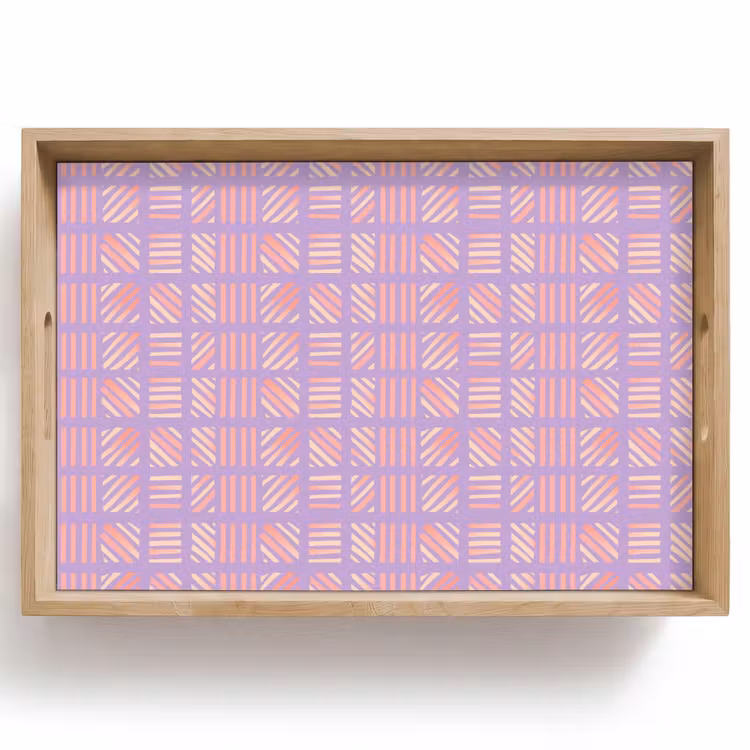 Dienblad - Paars - Roze - Geometrisch - Strepen - Blokken - Patroon — 1