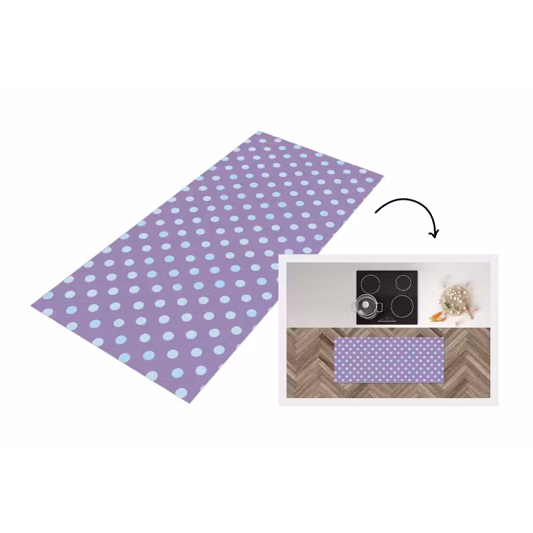 Keukenloper - Paars - Blauw - Geometrisch - Stippen - Polka Dot - Patroon — 1