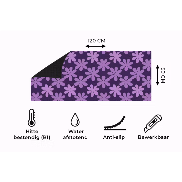 Keukenloper - Paars - Botanisch - Bloemen - Retro - Patroon — 5