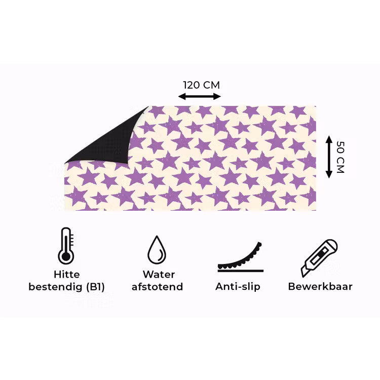 Keukenloper - Paars - Geometrisch - Sterren - Stempel - Patroon — 5