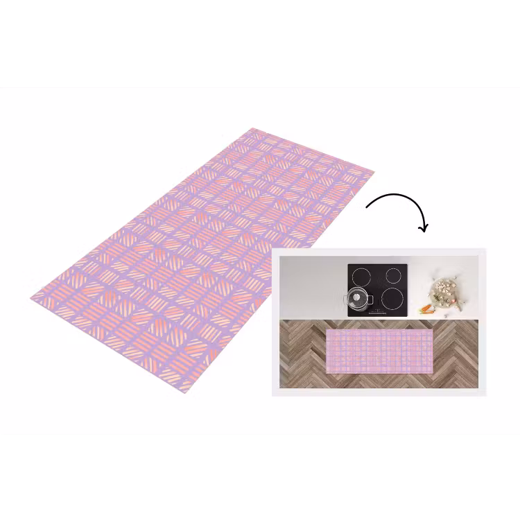 Keukenloper - Paars - Roze - Geometrisch - Strepen - Blokken - Patroon — 1