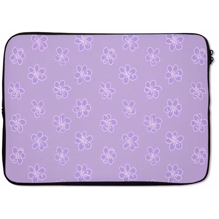 Laptophoes - Lila - Botanisch - Bloemen - Handgetekend - Patroon — 1