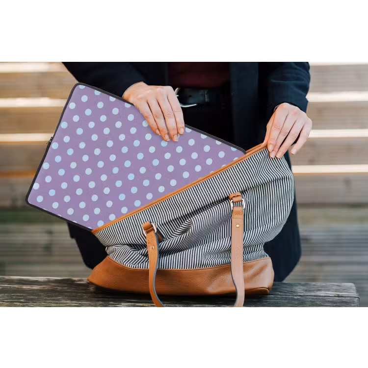 Laptophoes - Paars - Blauw - Geometrisch - Stippen - Polka Dot - Patroon — 4