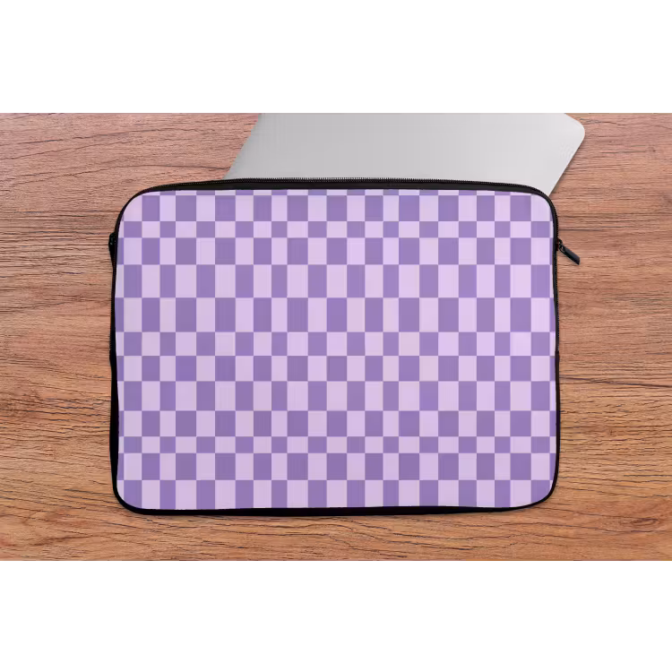 Laptophoes - Paars - Geometrisch - Dambord - Blokken - Patroon — 2