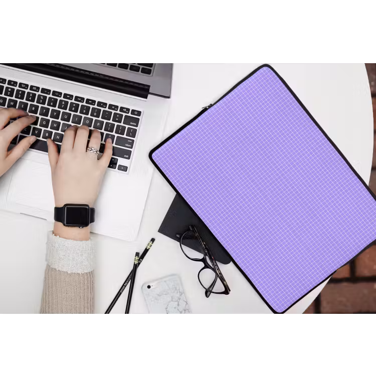 Laptophoes - Paars - Geometrisch - Raster - Minimalistisch - Patroon — 3