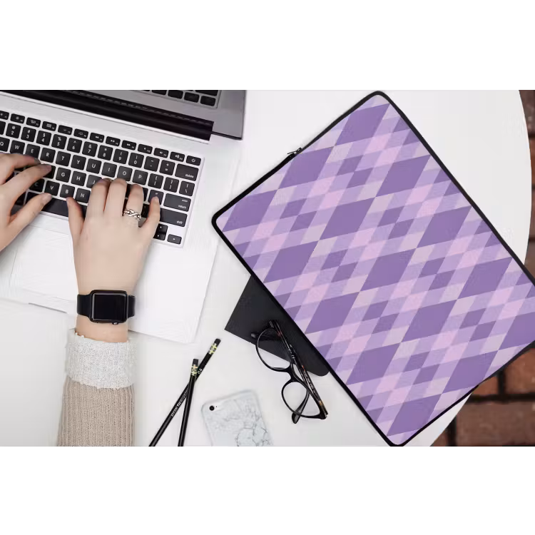 Laptophoes - Paars - Geometrisch - Ruiten - Argyle - Patroon — 3