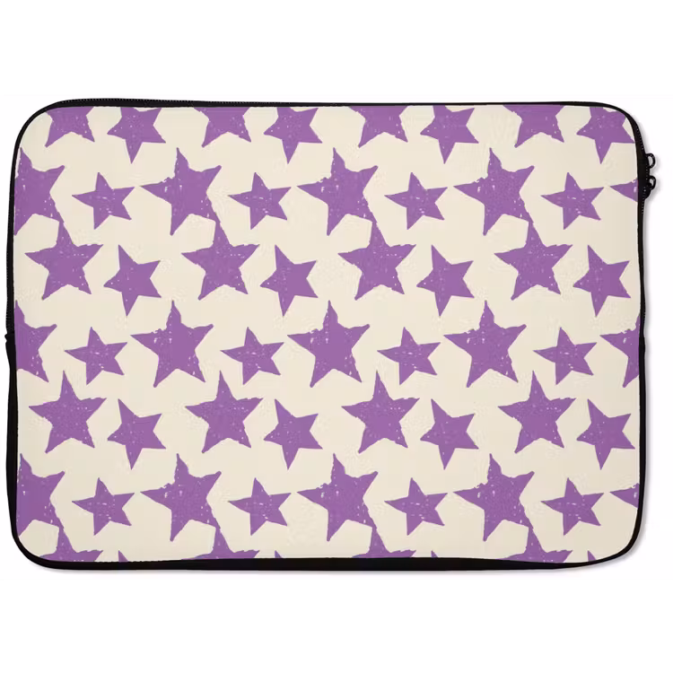 Laptophoes - Paars - Geometrisch - Sterren - Stempel - Patroon — 1