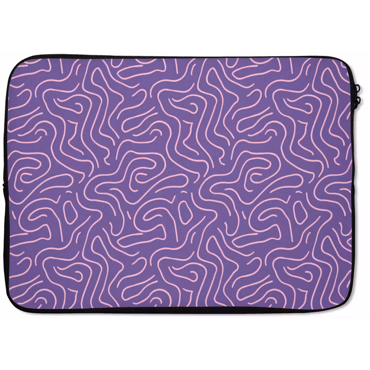 Laptophoes - Paars - Roze - Abstract - Lijnen - Doolhof - Patroon — 1