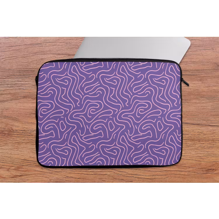 Laptophoes - Paars - Roze - Abstract - Lijnen - Doolhof - Patroon — 2