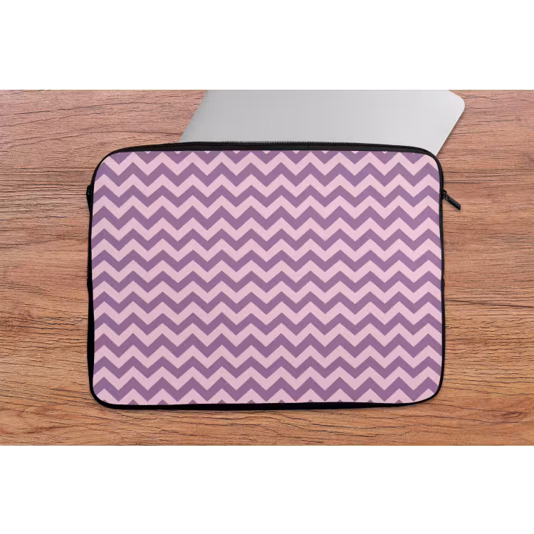 Laptophoes - Paars - Roze - Geometrisch - Chevron - Zigzag - Patroon — 2
