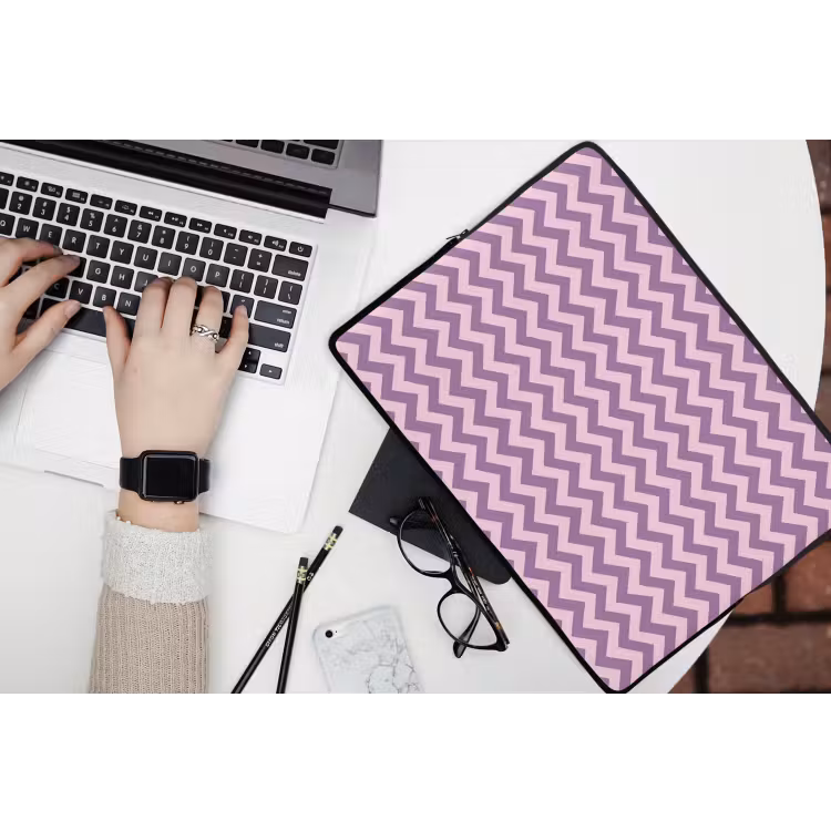 Laptophoes - Paars - Roze - Geometrisch - Chevron - Zigzag - Patroon — 3