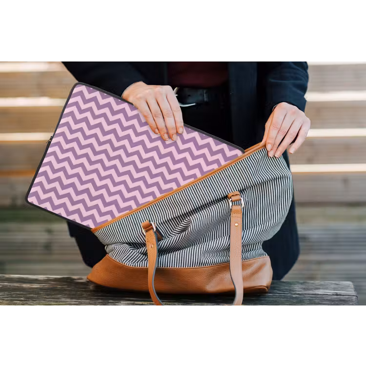 Laptophoes - Paars - Roze - Geometrisch - Chevron - Zigzag - Patroon — 4