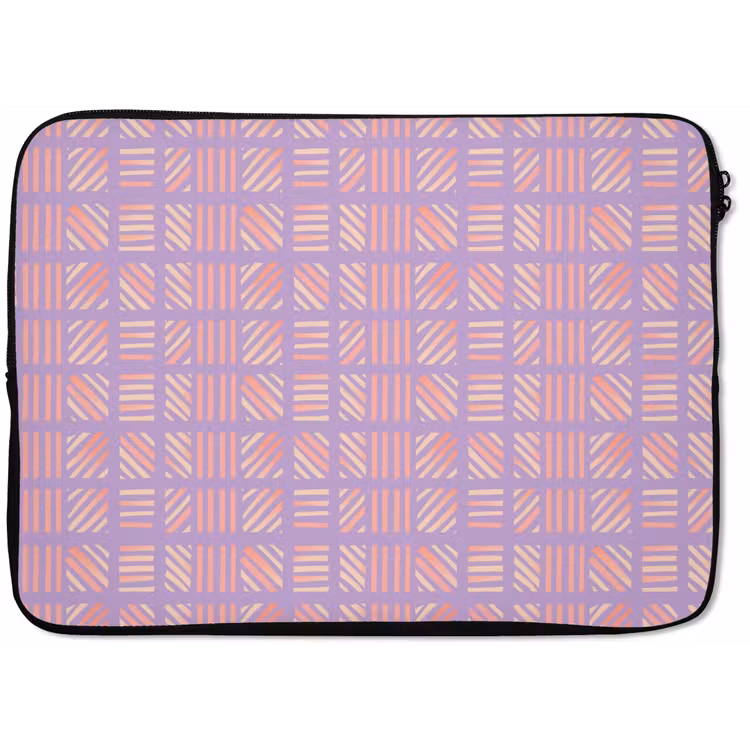 Laptophoes - Paars - Roze - Geometrisch - Strepen - Blokken - Patroon — 1