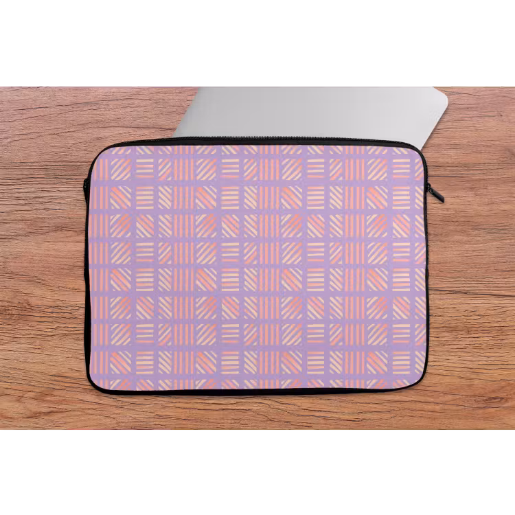Laptophoes - Paars - Roze - Geometrisch - Strepen - Blokken - Patroon — 2