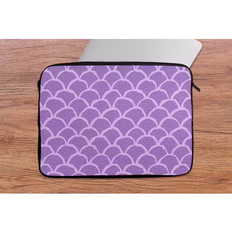 Laptophoes - Paars - Schubber - Schelpen - Handgetekend - Patroon — 2