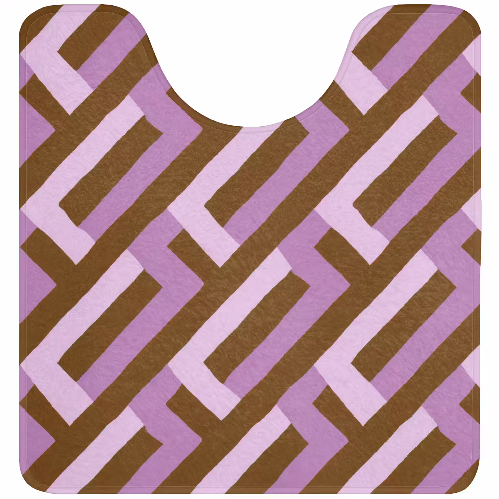 Wc Mat - Bruin - Roze - Geometrisch - Meander - Patroon — 1