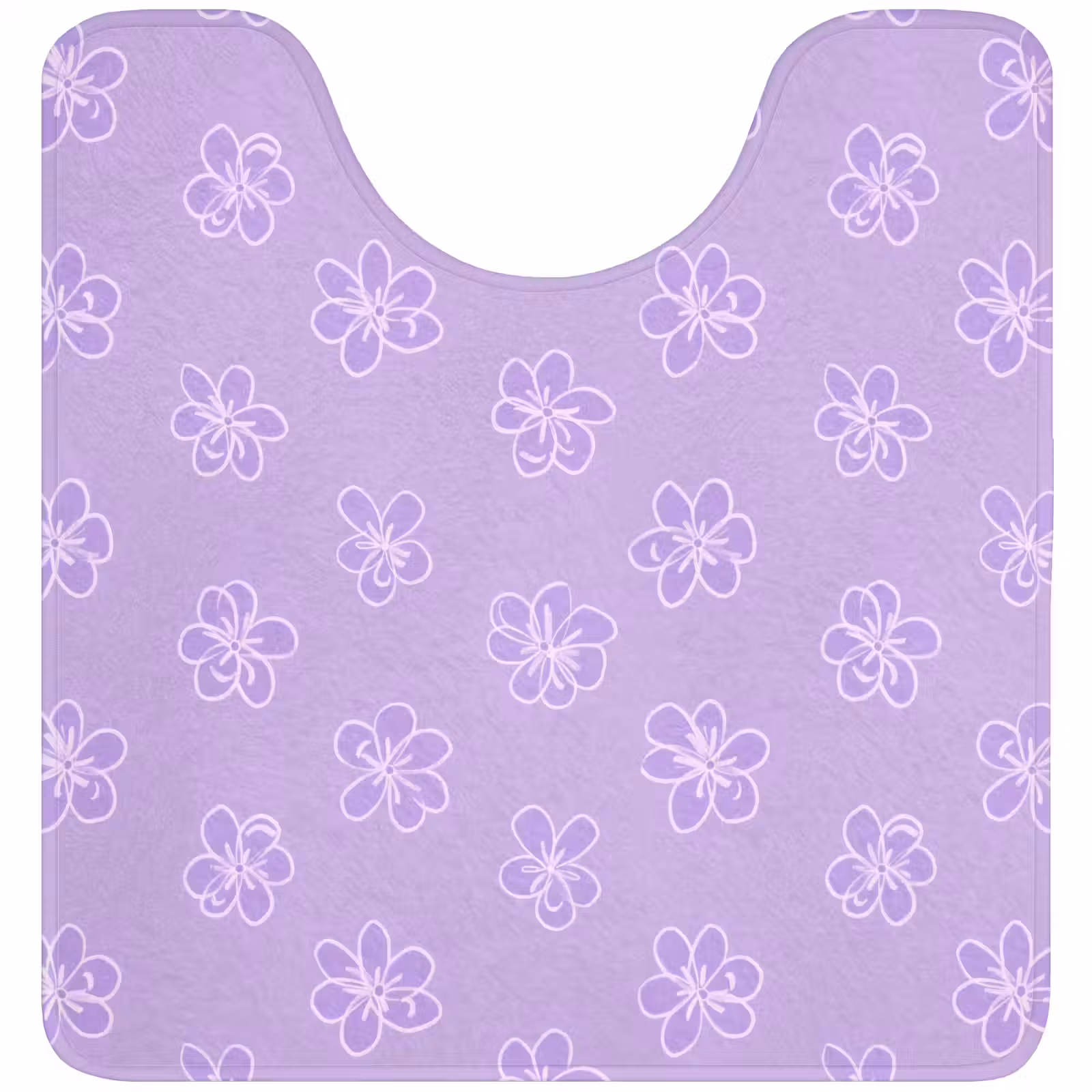 Wc Mat - Lila - Botanisch - Bloemen - Handgetekend - Patroon — 1