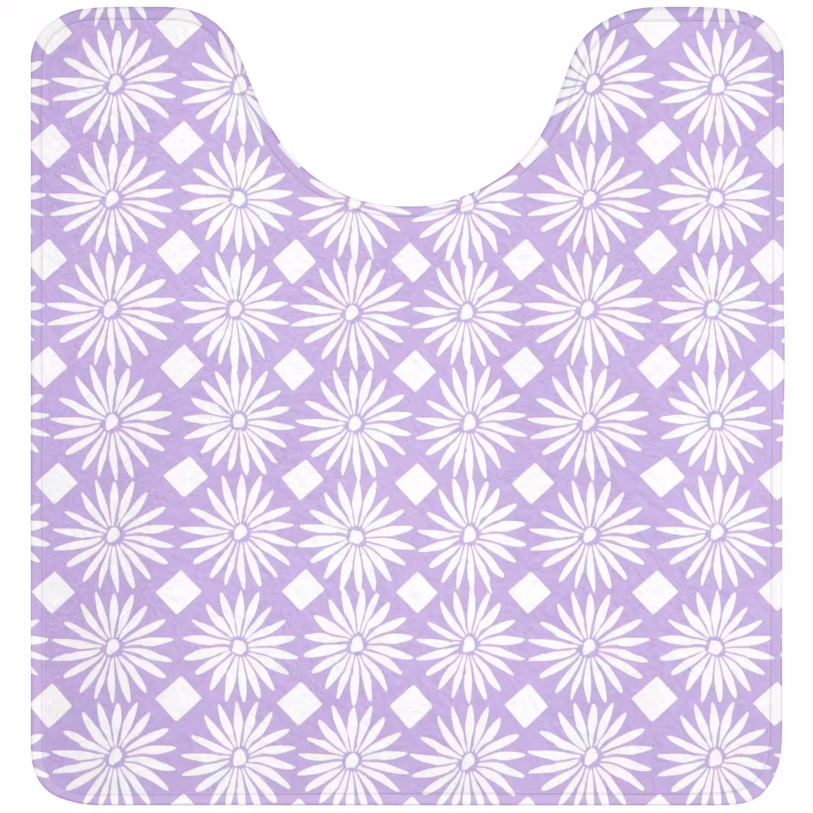 Wc Mat - Lila - Botanisch - Bloemen - Margrieten - Patroon — 1