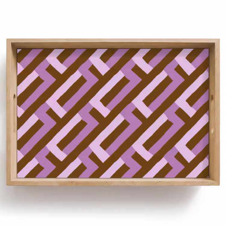 Dienblad - Bruin - Roze - Geometrisch - Meander - Patroon — 1