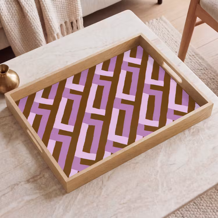 Dienblad - Bruin - Roze - Geometrisch - Meander - Patroon — 2