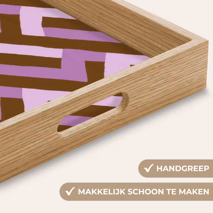 Dienblad - Bruin - Roze - Geometrisch - Meander - Patroon — 5