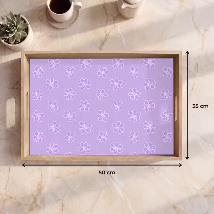 Dienblad - Lila - Botanisch - Bloemen - Handgetekend - Patroon — 9
