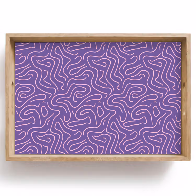 Dienblad - Paars - Roze - Abstract - Lijnen - Doolhof - Patroon — 1