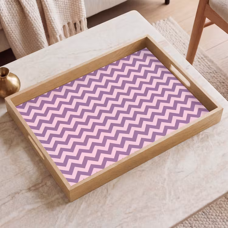Dienblad - Paars - Roze - Geometrisch - Chevron - Zigzag - Patroon — 2