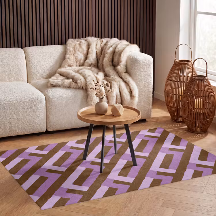Vloerkleed - Bruin - Roze - Geometrisch - Meander - Patroon — 3