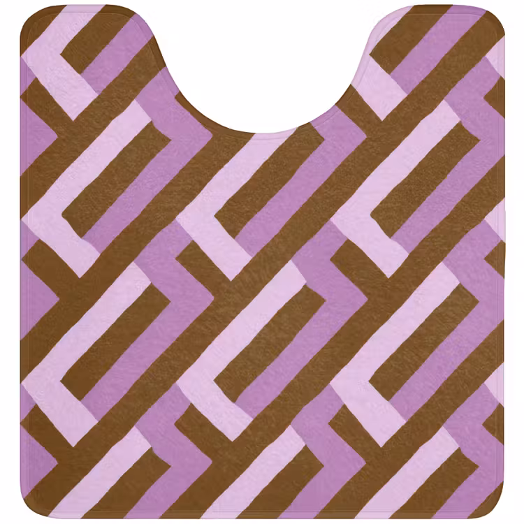 Wc Mat - Bruin - Roze - Geometrisch - Meander - Patroon — 1