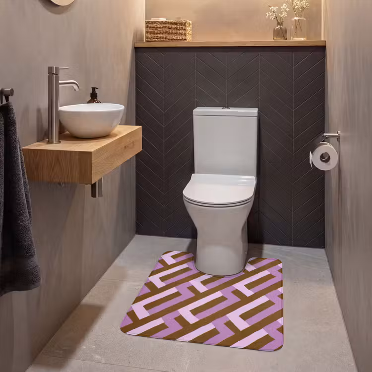 Wc Mat - Bruin - Roze - Geometrisch - Meander - Patroon — 2