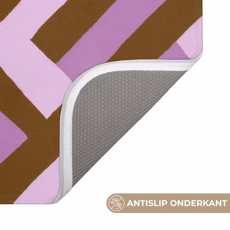 Wc Mat - Bruin - Roze - Geometrisch - Meander - Patroon — 4