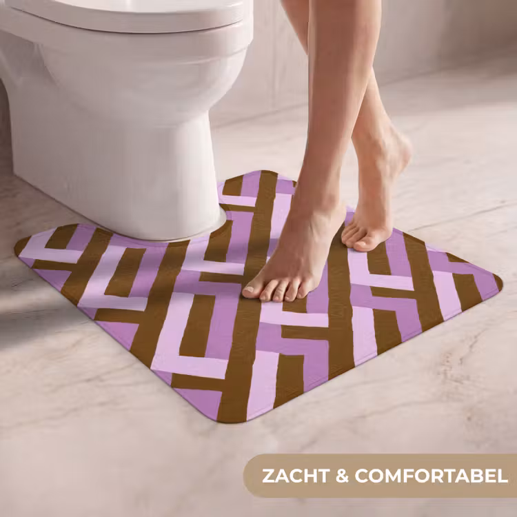 Wc Mat - Bruin - Roze - Geometrisch - Meander - Patroon — 5