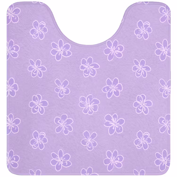Wc Mat - Lila - Botanisch - Bloemen - Handgetekend - Patroon — 1