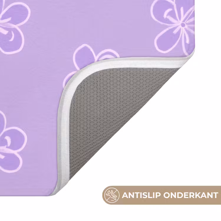 Wc Mat - Lila - Botanisch - Bloemen - Handgetekend - Patroon — 4