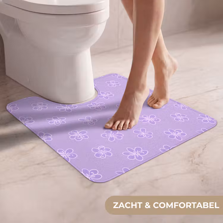 Wc Mat - Lila - Botanisch - Bloemen - Handgetekend - Patroon — 5