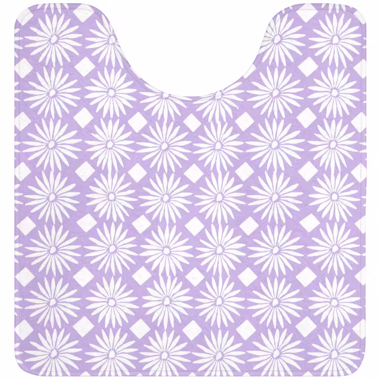 Wc Mat - Lila - Botanisch - Bloemen - Margrieten - Patroon — 1