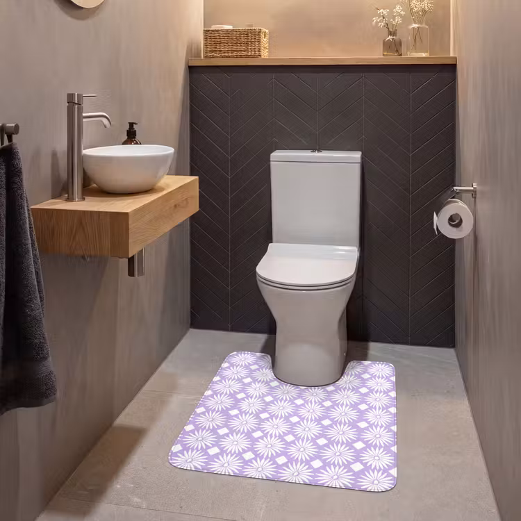 Wc Mat - Lila - Botanisch - Bloemen - Margrieten - Patroon — 2