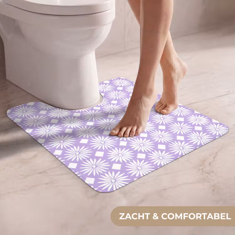 Wc Mat - Lila - Botanisch - Bloemen - Margrieten - Patroon — 5