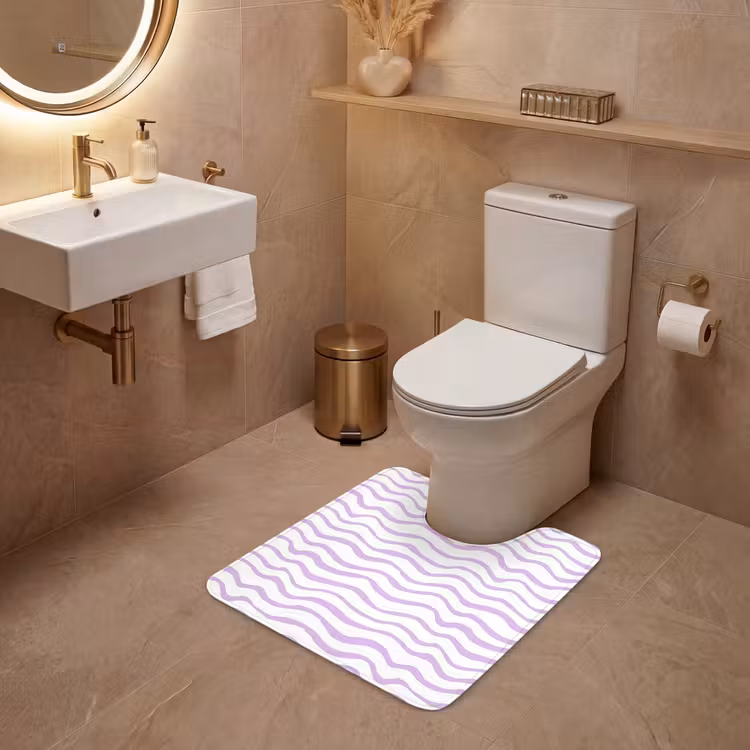 Wc Mat - Lila - Geometrisch - Golfjes - Lijnen - Patroon — 3