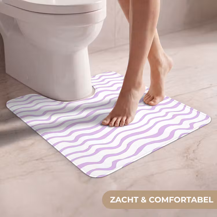 Wc Mat - Lila - Geometrisch - Golfjes - Lijnen - Patroon — 5
