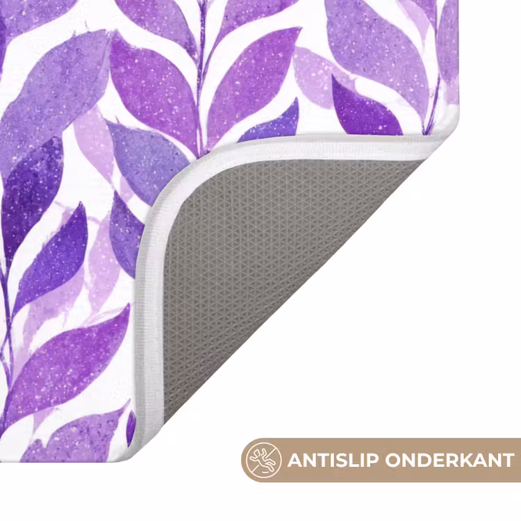 Wc Mat - Paars - Botanisch - Bladeren - Aquarel - Takken - Patroon — 4