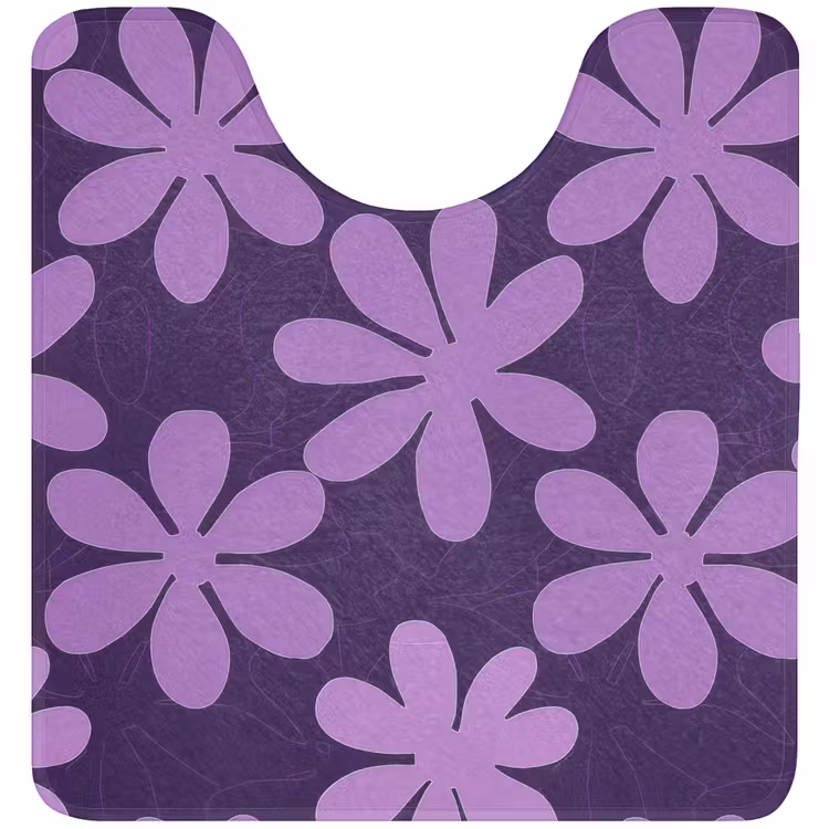 Wc Mat - Paars - Botanisch - Bloemen - Retro - Patroon — 1