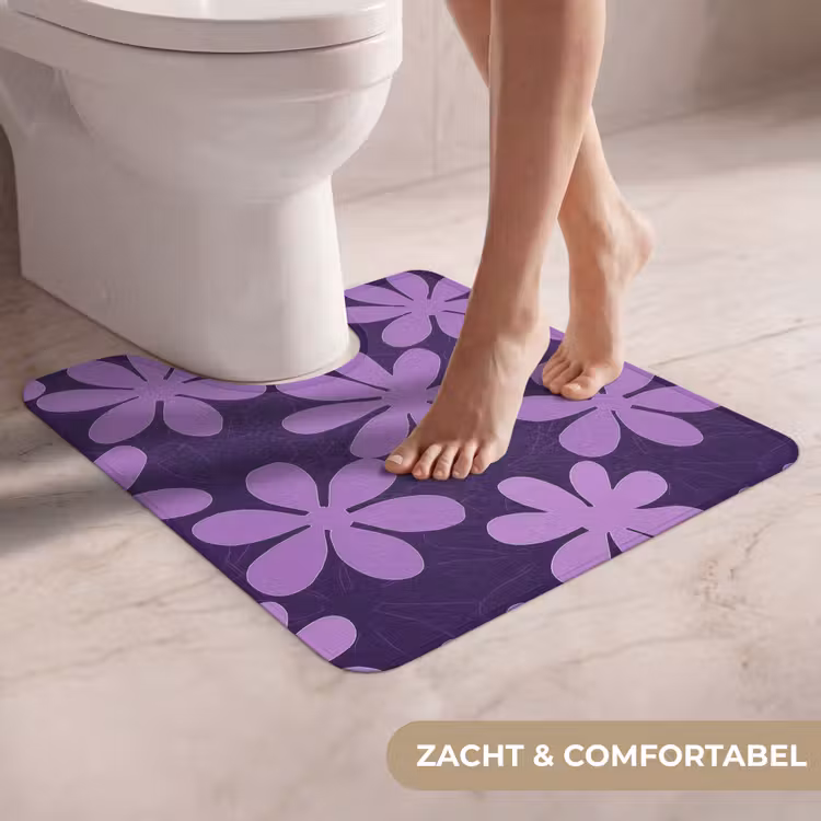 Wc Mat - Paars - Botanisch - Bloemen - Retro - Patroon — 5