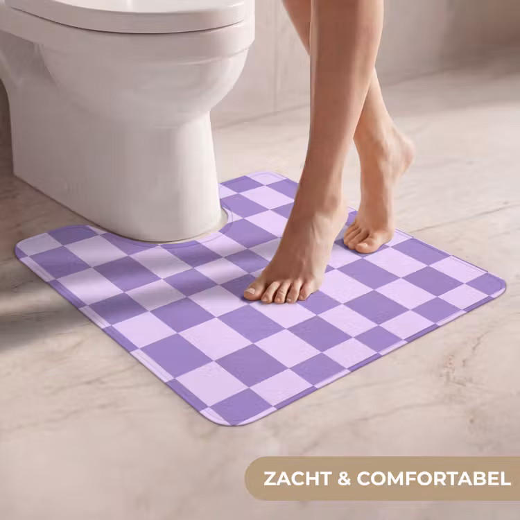 Wc Mat - Paars - Geometrisch - Dambord - Blokken - Patroon — 5