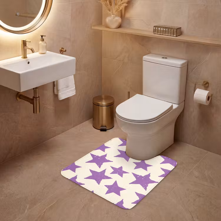 Wc Mat - Paars - Geometrisch - Sterren - Stempel - Patroon — 3