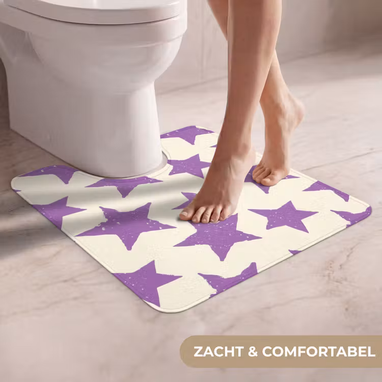 Wc Mat - Paars - Geometrisch - Sterren - Stempel - Patroon — 5